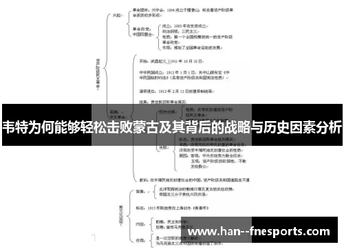 韦特为何能够轻松击败蒙古及其背后的战略与历史因素分析 韦特为何能够轻松击败蒙古及其背后的战略与历史因素分析